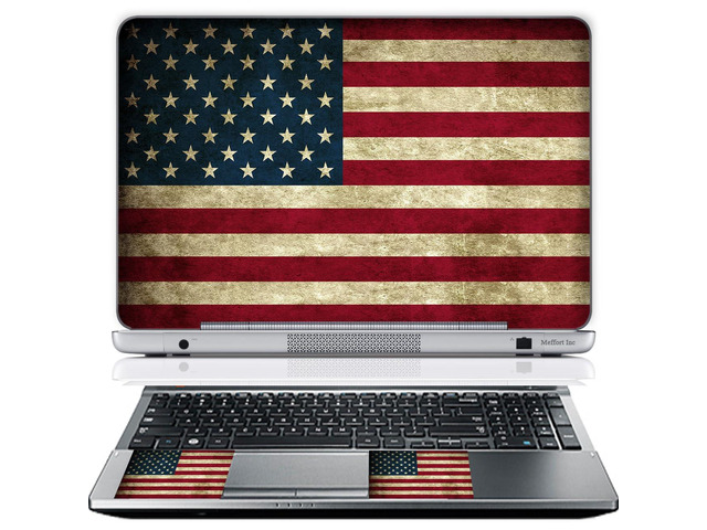 15 15.6 Inch Laptop Skin Sticker Cover Premium Sticker Cover Art Decal Decorative (Included 2 Wrist Pad Skins) - USA Flag