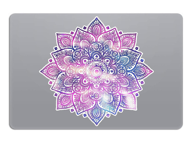 Mandala Laptop Decal - Waterproof Removable Vinyl - Purple Blue Pink Flower Design - Cute Partial Skin - Universal Fit - Women's Laptop Sticker