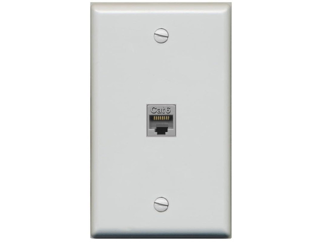 Flat 1 Gang 1 Port Cat6 Ethernet Wall Plate - Flat [Gray/Gray]