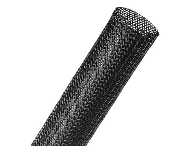 Techflex PTP Flexo PET Plus Fray Resistant Resin Coated Braided Sleeving Flexible Expandable Wire Mesh - 1.25' - 250 Feet - Black