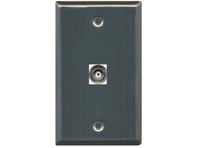 BNC Video Wall Plate with Keystone Coupler Type Jack - 1 Port - Stainless Steel