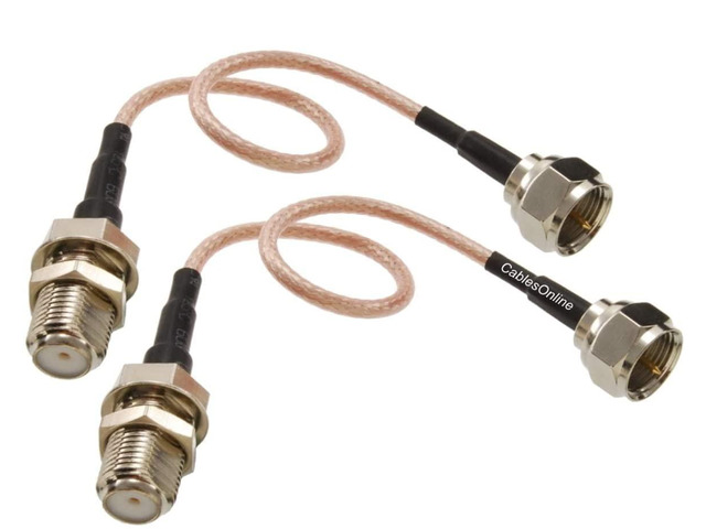 CablesOnline, 2-Pack 6-inches Slim Coax 75-ohm RG179 with F-Type Male/Female Connectors TV, Satellite & Antenna Extension Cables, SI-FF400-2