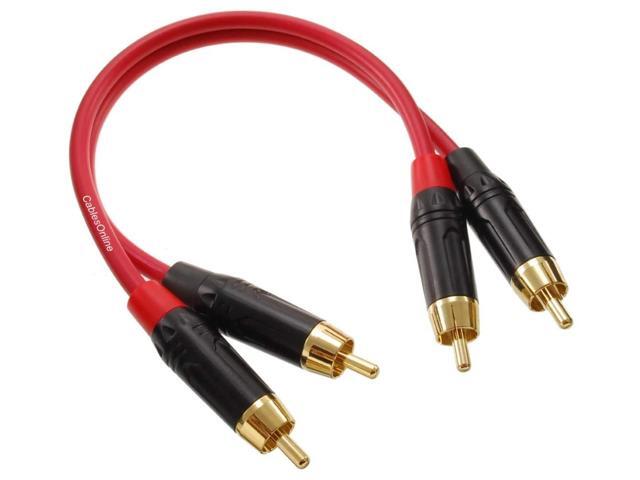 CablesOnline, 8-inches Two-RCA Male to Two-RCA Male Gold-Plated Ultra-Flexible Red Premium Audio Cable, AV-400QR