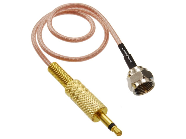 CablesOnline, 1-Foot F-Type Male to 3.5mm (1/8') TS Male 50-Ohm RG316 Coax Low Loss Jumper RF Cable, RF-F3101