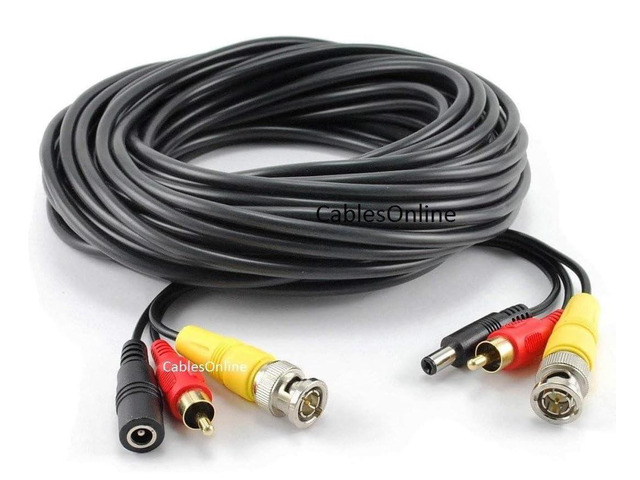 CablesOnline 50ft RCA(Audio) & BNC(Video) Male to Male Camera Cable w/DC Power (PL-2050)