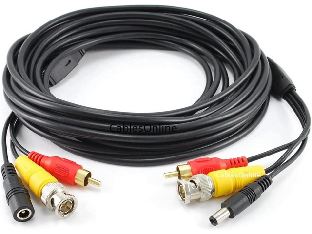 CablesOnline 75ft RCA(Audio) & BNC(Video) Male to Male Camera Cable w/DC Power (PL-2075)