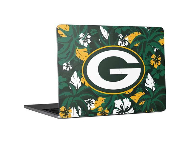 Decal Laptop Skin Compatible with MacBook Air 13in M4 (2025) - Officially Licensed NFL Green Bay Packers Tropical Print Design