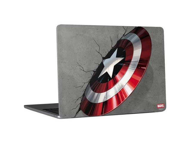 Decal Laptop Skin Compatible with MacBook Air 13in M4 (2025) - Officially Licensed Marvel Captain America Shield Break Design