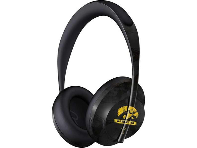 Decal Audio Skin Compatible with Bose Noise Cancelling Headphones 700 - Officially Licensed Iowa Hawkeyes Distressed Logo Design
