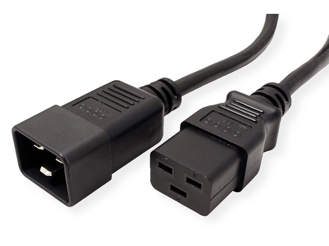 (C19 to C20) Heavy Duty High Temperature (105°C) 12AWG 20AMP Extension Cord - for Crypto Mining, PDU (Black 2 ft.)