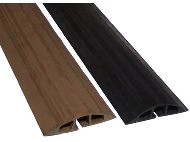 D-200 Rubber Duct Floor Cord Cover Wire Management 2 Channel Cable Protector - 25 Feet (Black)