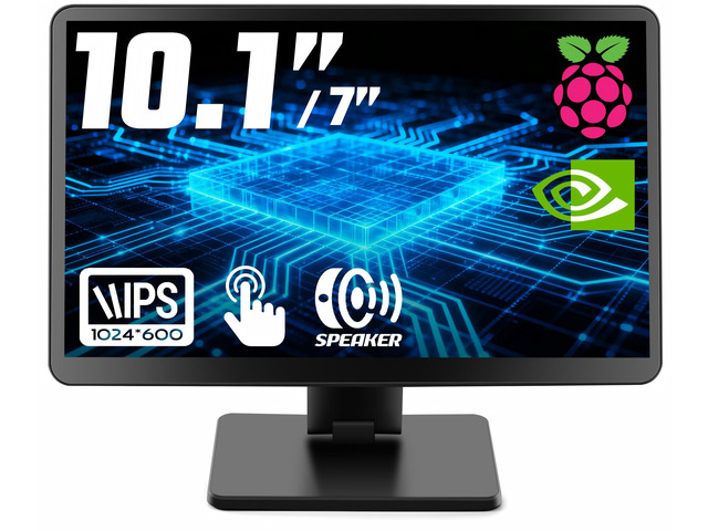 10.1-inch Small Monitor with Touchscreen for Raspberry Pi, Home Assistant Portable Mini Computer Monitor, 5-Points Capacitive Touch 1024 x 600 IPS...