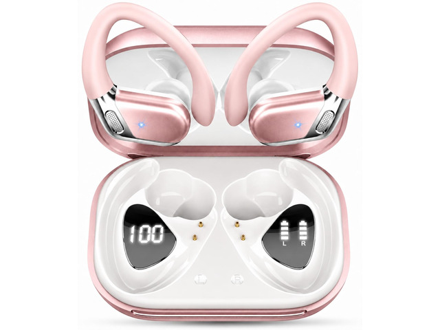Wireless Earbuds, Bluetooth 5.4 Headphones Sport, 50H Deep Bass Sound Over Ear Buds with 4 ENC Noise Cancelling Mic, Dual LED Display, IP7...