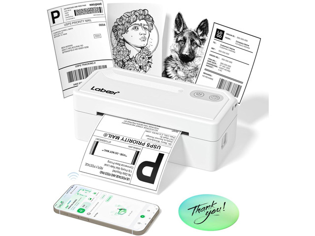 Bluetooth Thermal Shipping Label Printer, Wireless 4x6 Printer White For Small Business, Home, Office, Online Sellers, Warehouse & Shipping,...