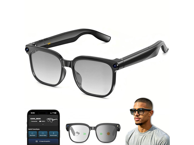 AI Smart Glasses with Camera, 8MP HD Camera Glasses for Men, AI Recording Glasses with Voice Assistant,Open-Ear Audio,Real-Time Translation,Video...