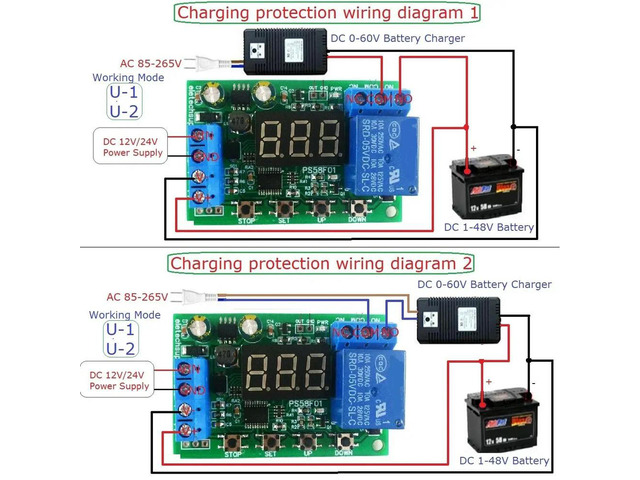 1pcs DC0-60V Charger Discharger Control Switch Auto Cut Off Undervoltage Overvoltage Protection for