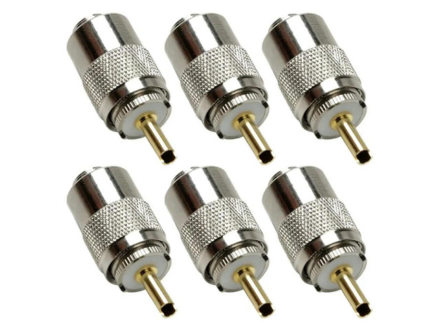 PL-259 PL259 6-Pack Coax Connectors 50 Ohm UHF Male Solder Plug With Reducer For RG8X RG59 RG8 RG213 LMR240