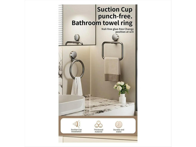 No Need to Drill Suction Cup Bathroom Towel Ring Kitchen Rag Rack Toilet Wall Hanging Hand Towel Ring Kitchen Rag Rack