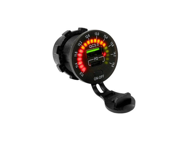 PD Type C USB Car Charger QC 3.0 Quick Charger 12V/24V Waterproof Power Delivery 36W for Motorcycle Marine Boat RV ATV