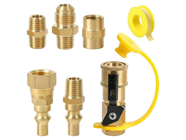 RV Valve With Shut-Off Switch Propane Quick Connect Fittings Valve,1/4' Male NPT Full Flow Plug & 3/8' Male Flare Quick