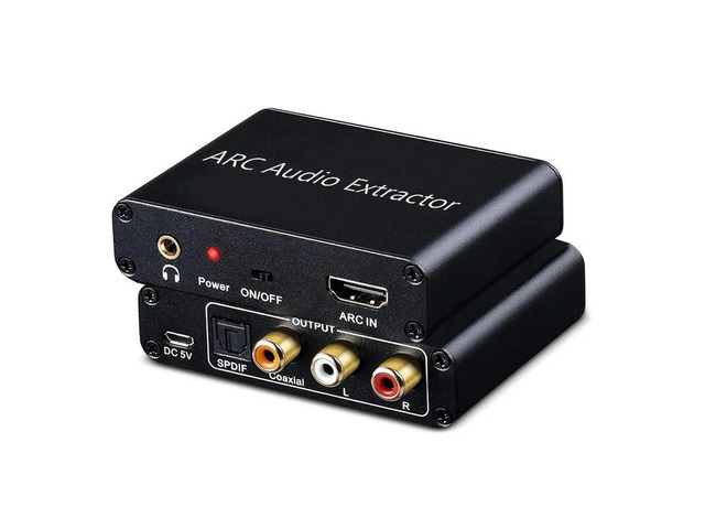 HDMI ARC Adapter, 192KHz HDMI ARC Audio Extractor with Optical SPDIF, Coaxial, 3.5mm L/R, RCA Stereo, HDMI ARC To RCA Optical Au