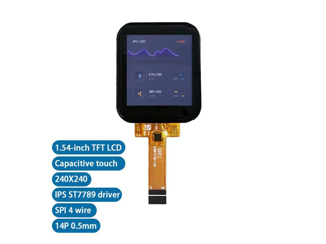 1.54 inch TFT lcd capacitive touch screen st7789 IPS 240*240 4 wire 14Pin display module(1pcs))
