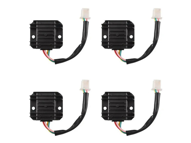 4X Motorcycle Voltage Regulator 4 Wires 4 Pins 12 Voltage Regulator Rectifier For 50-250CC Motorcycle (Black)