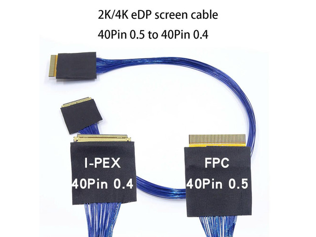 2K 4K eDP screen cable I-PEX 0.4mm to 0.5mm 40Pin FCP coaxial cable