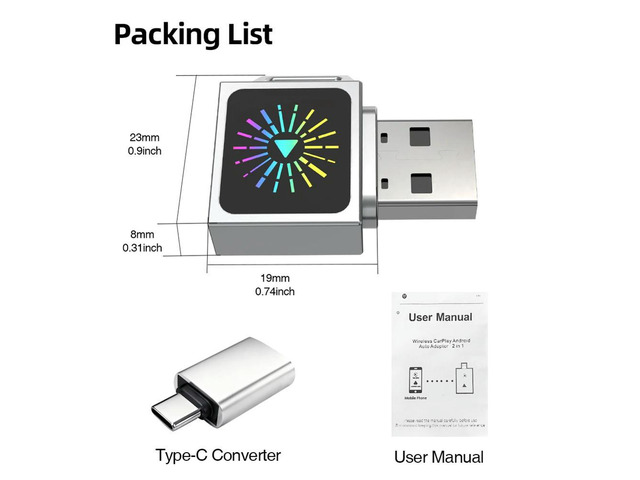 Universal 2IN1 CarPlay Android Auto USB Adapter Dongle Mini Box Plug Play for VW Toyota Nissan Ford Benz
