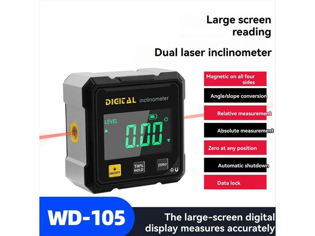 Woodworking Tools 4-Sided Magnetic Inclinometer Digital Angle Measuring Instrument with Tilt Measurement