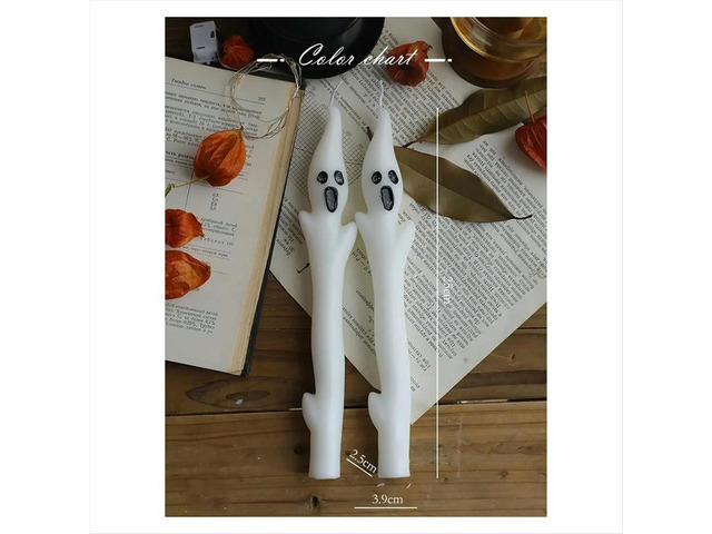 Halloween Decorations Indoor - 2PCS Spooky Ghost Candles, 9.8 Inch Halloween Taper Candles for Party Decor, Home Table