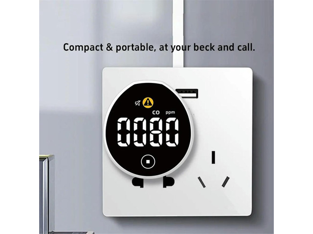 Mini USB Plug-in Carbon Monoxide Alarm Detector CO Gas Detector Air Monitor for Home/Hotel/Travel/Office/RV