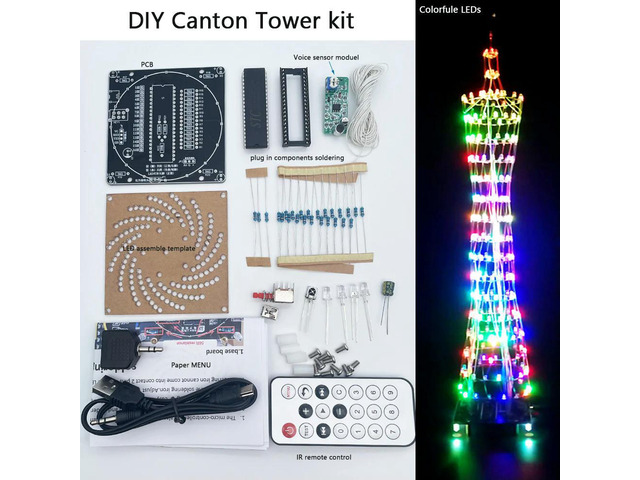 diy electronic soldering kit LED colorful Canton Tower Light 16*16 Electronics practical training soldering