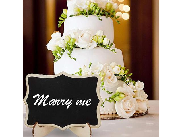 YM-Mini Chalkboard Signs, 60 Pack Framed Small Chalkboard els With Easel Stand, Wooden Blackboard For Table Numbers