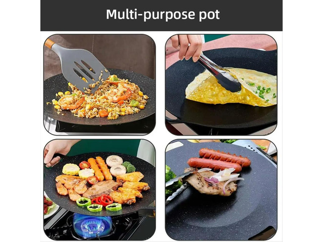 34CM Grill Pan Korean Round Non-Stick Barbecue Plate for Outdoor Travel Camping Frying Pan Barbecue Accessories