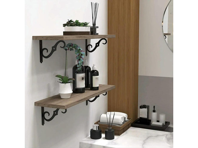 4 Pack Decorative Shelf Brackets,5 Inch Black Shelf Brackets with Screws,L Shape Heavy Duty Wall Mounted l Bracket