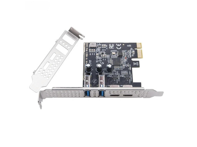 PCIE USB Type C Expansion Card Adapter HUB 2Port USB-C + 2Port USB3.2 GEN1 5Gbps Riser Card with Low Profile Bracket for Desktop