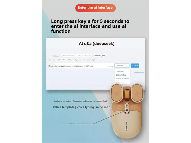 USB Rechargeable AI Mouse Silent 2.4G/Bluetooth Mouse AI Voice Control for Computer/Office Green