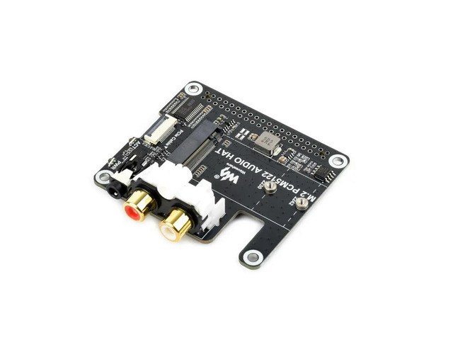 Waveshare M.2 PCM5122 AUDIO HAT,PCIe To M.2 HAT With I2S Audio Extension For Raspberry Pi,Supports NVMe Protocol Solid State