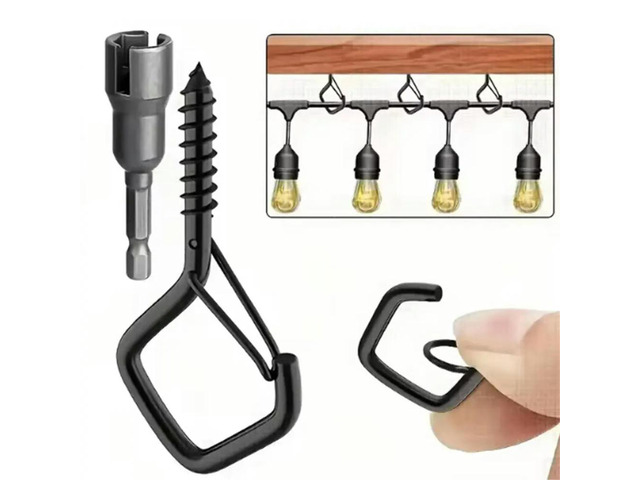 30pcs Screw Hooks for Hanging Outdoor String Lights with Safety Buckle, for Plants & Patio Lights with 1 Nut Driver