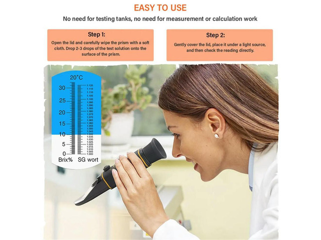 Dual Scale Beer Refractometer 0-32% Brix Refractometer 1.000-1.130 SG Wort ATC Handheld Wine Hydrometer Sugar Tester