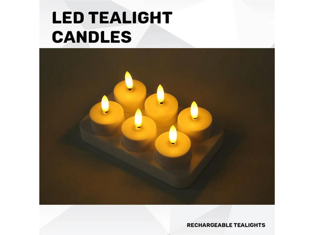 Rechargeable Flameless Tea Lights Candles with Charging Station 6Pcs Tea Lights Candles with Remote & Timer