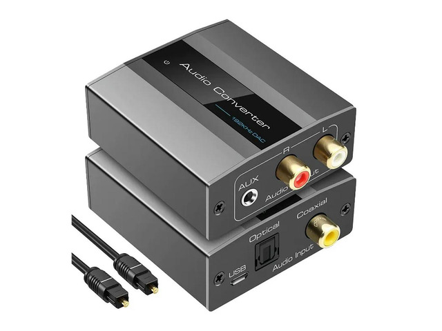 Optical to RCA Converter Audio Converter Digital to Analog Audio Coaxial to RCA Adapter 3.5mm AUX with Optical Cable