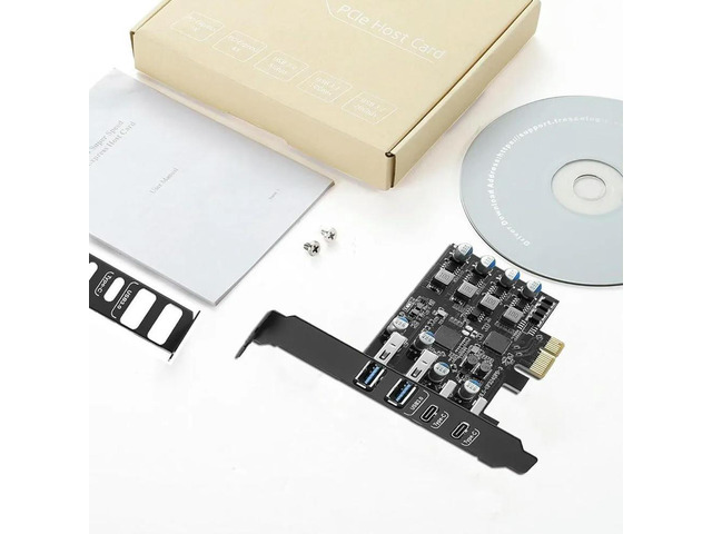 Ss-4 Ports USB PCIE Card Pcie USB 3.0 Expansion Card 2 X USB A and 2 X Type C with Low Profile Bracket for Desktop PC
