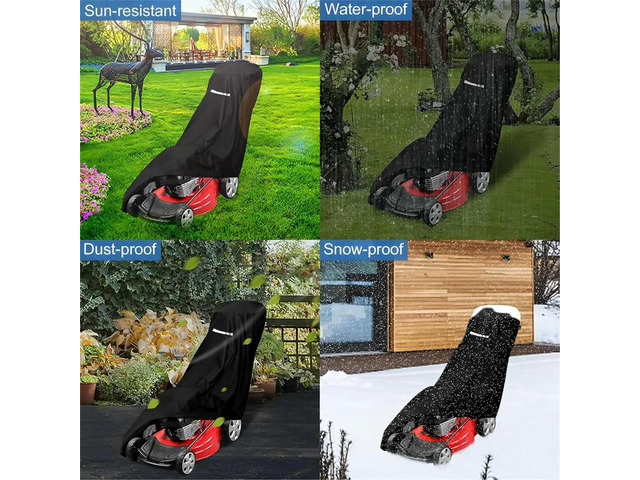 Heavy Duty Waterproof Lawn Mower Cover Universal Fit Push Mower UV Protection with Drawstring Bag
