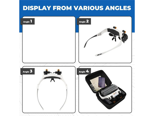 Glasses for Close Work, Jewelers Magnifying Glass with Light & 5 Interchangeable Lens Pairs(2X 4X 6X 10x 13x), Headband