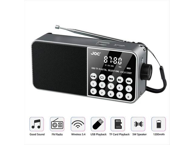 Radio Speaker Support TF Card Digital FM Radio LED Display Stereo MP3 Player for Senior Red