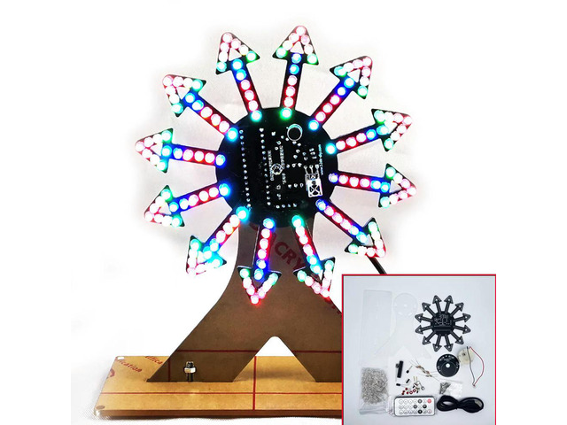 DIY electronic kit LED rotating ferris wheel Colorful LED flashing music spectrum voice control diy sodering kit project 21kind