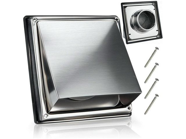 Rain Shield 45Â°, Stainless Steel 4 Inch For Dryer Vent Cover Outside, Silver Exterior Wall, For Dryer Duct And RV