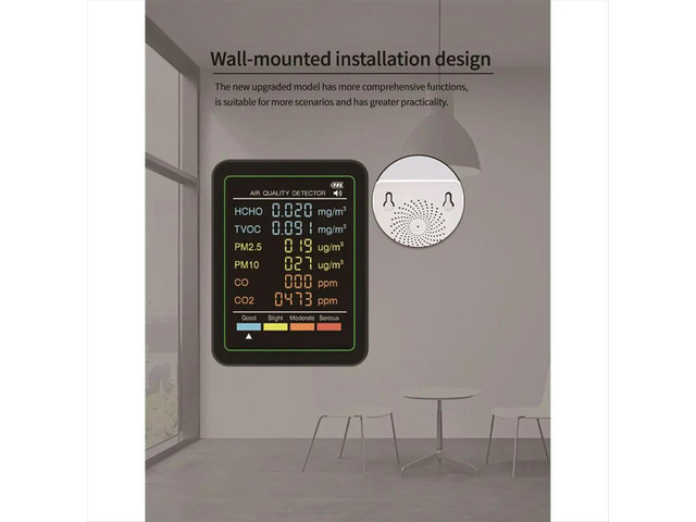 6 in 1 Air Monitor Multifunctional Automatic Display Indoor Office Wall Hanging Screen Display Air Detector B